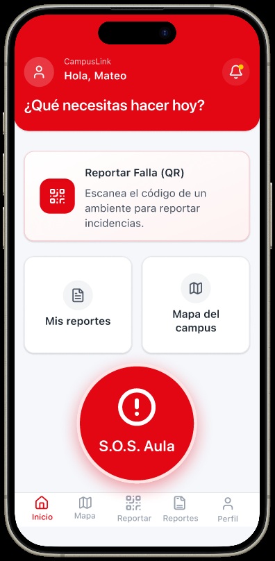 Pantalla de inicio del estudiante en CampusLink